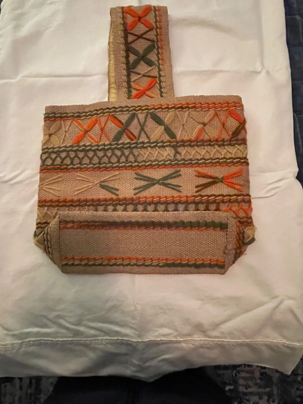 Purse - Natural Jute Burlap Vintage 1970's